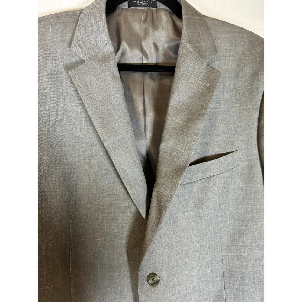 Jones New York Collection Men's Gray 100% Wool Plaid Blazer Sport Coat 2 Button